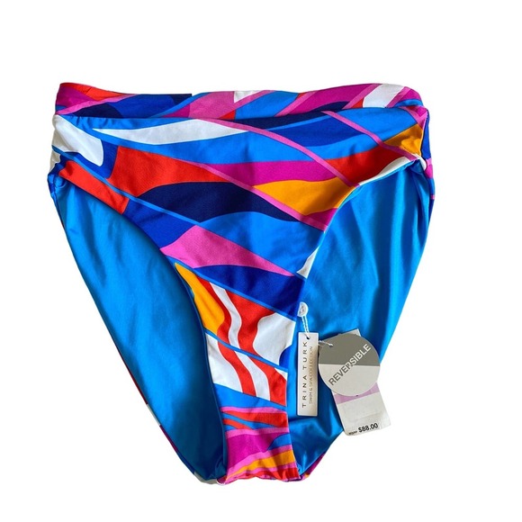 NWT TRINA TURK RIO Reversible High Waist Bikini Bottom, size 10 - Picture 3 of 12
